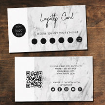 Branco Marble Black Business Logotipo QR Code Leal