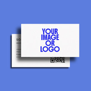 Cartão De Visita Branco minimalista do logotipo de código QR verifi