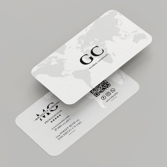 Cartão De Visita Branco mínimo da empresa mundial profissional glob (Minimal Global Professional World Company White Business Card
☆★
☆★
☆★
☆★
☆★
(35665)
 | 
)