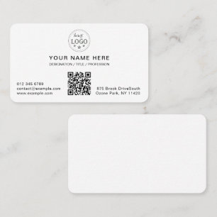 Cartão De Visita Branco moderno personalizável arredondado