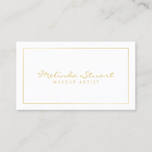 Cartão De Visita Branco moderno simples e Dourado profissionais