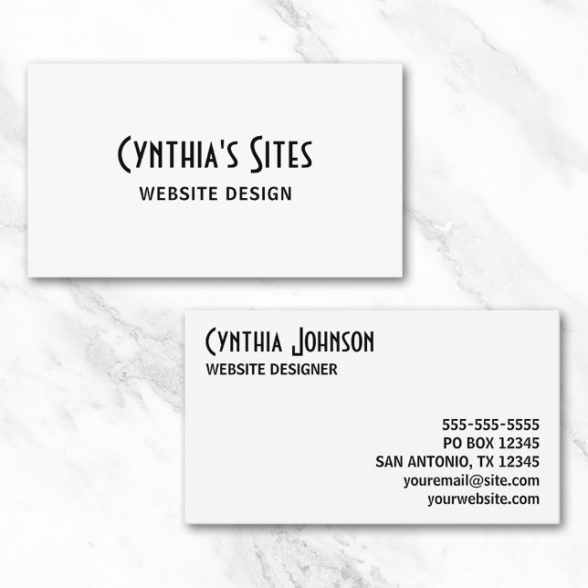 Cartão De Visita Branco & Preto (White and Black Retro Bold Business Card)