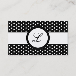 Cartão de visita branco preto de 100 Polkadot