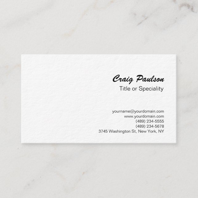 Cartão de visita Branco preto de Script de Pincel  (Frente)