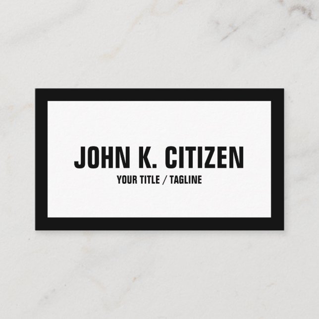 Cartão de visita branco/preto do grande texto (Frente)