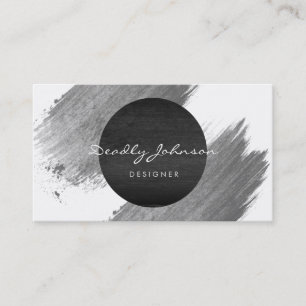 Cartão De Visita Branco preto elegante do abstrato moderno da