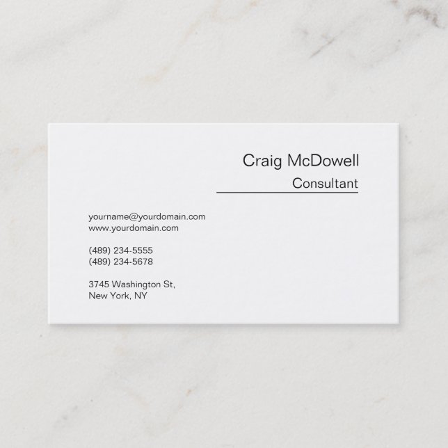 Cartão de visita branco preto simples (Frente)