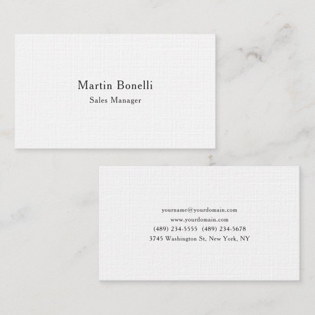 Cartão De Visita Branco preto simples e clássico, simples, com linh (Frente/Verso)