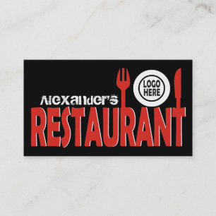 Cartão De Visita Branco preto vermelho da placa da cutelaria do