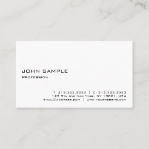 Cartão De Visita Branco profissional elegante e moderno minimalista