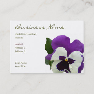 Cartão De Visita Branco roxo amor perfeito 9 pintado