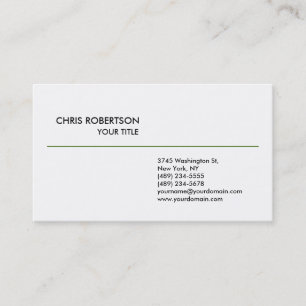 Cartão de visita branco simples de linha verde sim