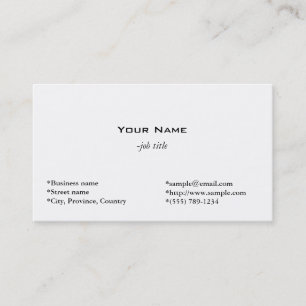 cartão de visita branco simples e legal