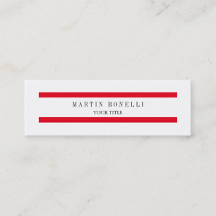 Cartão de visita Branco Simples Linhas Vermelhas S