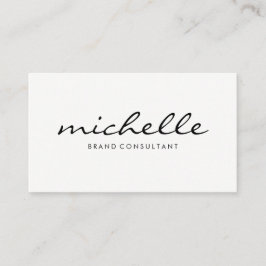 Cartão De Visita Branco simples minimalista com texto cursivo