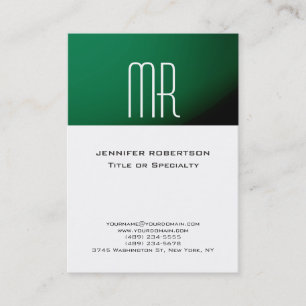 Cartão de visita Branco Trendy Monograma Verde Str