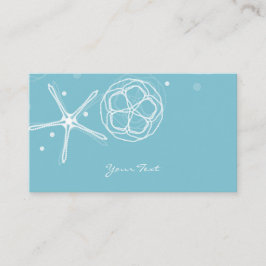 Cartão De Visita Branco & Turquesa Elegante Estrela-do-Mar Pérola C