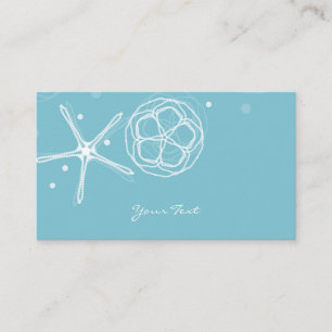 Cartão De Visita Branco & Turquesa Elegante Estrela-do-Mar Pérola C