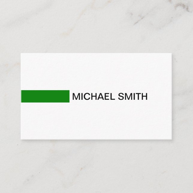 Cartão De Visita Branco Verde-Elegante Moderno (Frente)