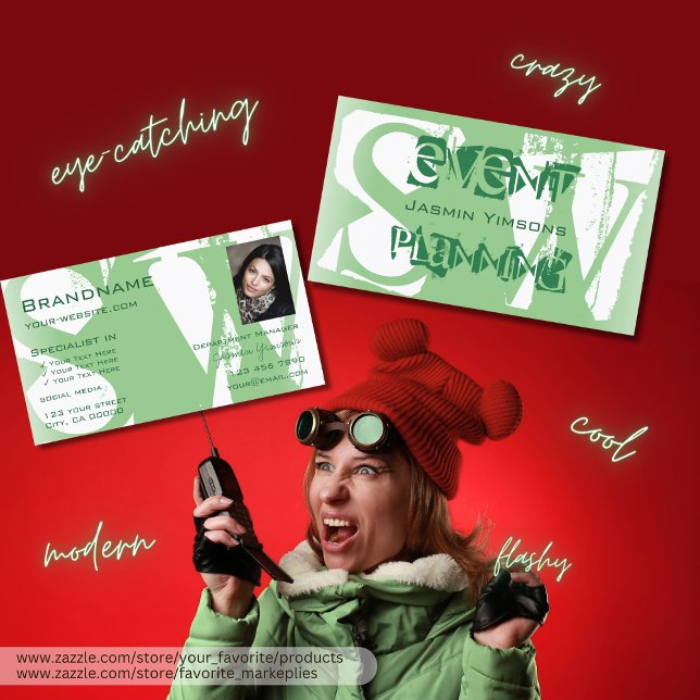 Cartão De Visita Branco verde na moda Sage com fotografia e monogra (Criador carregado)