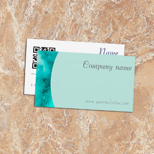 Cartão de visita branco verde-turquesa QR minimali