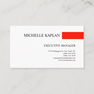 Cartão De Visita Branco Vermelho Simples Simples e Simples