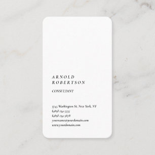 Cartão De Visita Branco Vertical Simples Simples e Moderno Minimali