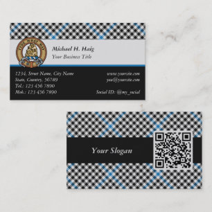 Cartão De Visita Brasão do Clã Haig sobre xadrez Tartan