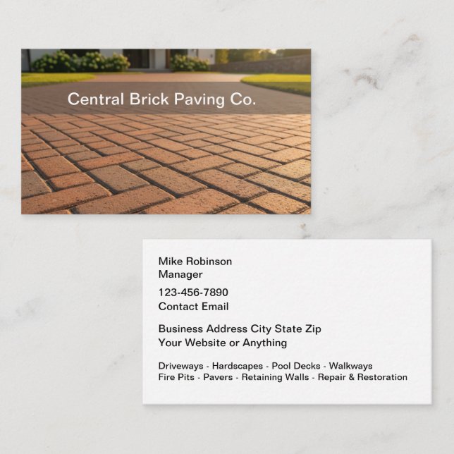 Cartão De Visita Brick Paving And Pavers Theme Business Cards (Frente/Verso)