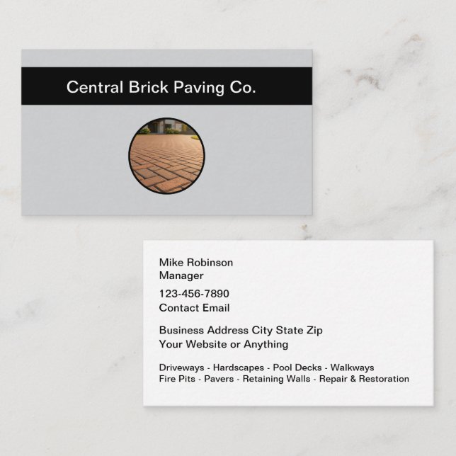Cartão De Visita Brick Paving And Pavers Theme Business Cards (Frente/Verso)