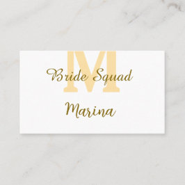 Cartão De Visita Bride squad monogram golden bridal shower simple 