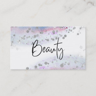 Cartão De Visita *~* Brilhante Azul BEAUTY Pastel Aquarela Prata