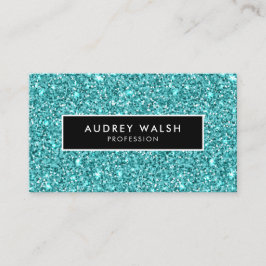 Cartão De Visita Brilhante azul-Na moda feminino e preto