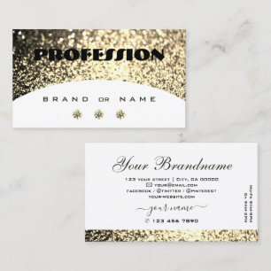 Cartão De Visita Brilhante branco de luxo Dourado com brilho com di