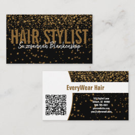 Cartão De Visita Brilhante Dourada sobre o código QR personalizado 