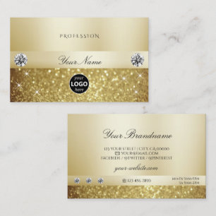 Cartão De Visita Brilhante Dourado de luxo com moderno de logotipo