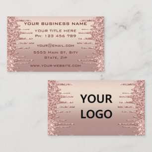 Cartão de visita brilhante Dourado rosa com logoti
