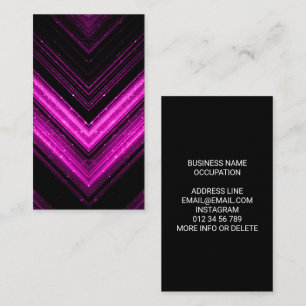 Cartão De Visita Brilhante magenta rosa metálico preto chevron