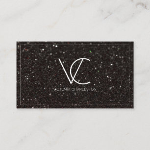 Cartão De Visita Brilhante Mínimo Moderno Preto