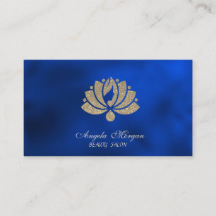 Cartão De Visita Brilhante Profissional Elegante Lótus Azul Real