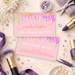 Cartão De Visita Brilhante Rosa Rosa Cor-de-rosa Dourada Verde limã