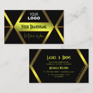 Cartão De Visita Brilho Amarelo Geométrico Preto Chamativo com Logo