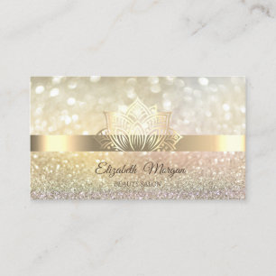Cartão De Visita Brilho Bokeh Dourado,Flor de Lótus Dourada Yoga