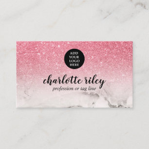 Cartão De Visita Brilho cor-de-rosa - Cursivo adicione seu glamour 