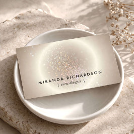Cartão De Visita Brilho de Confetes Celestiais Dourado