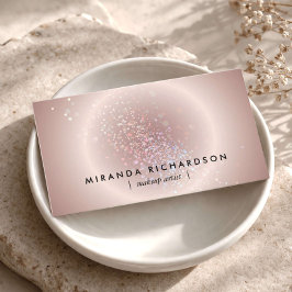 Cartão De Visita Brilho de Confetes Celestiais Rosa