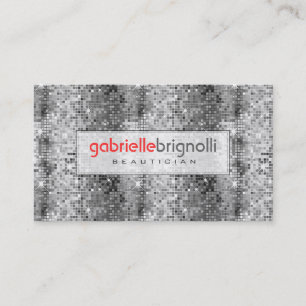 Cartão De Visita Brilho de Disco Preto e Branco