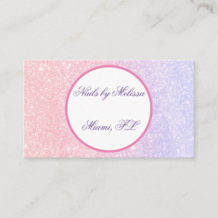 Cartão De Visita Brilho de Nome Personalizado Rosa Fofo