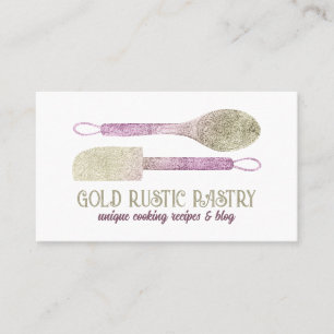 Cartão De Visita Brilho de pastelaria rosa ouro brilhante chef conf