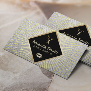 Cartão De Visita Brilho de prata moderno do cabeleireiro do